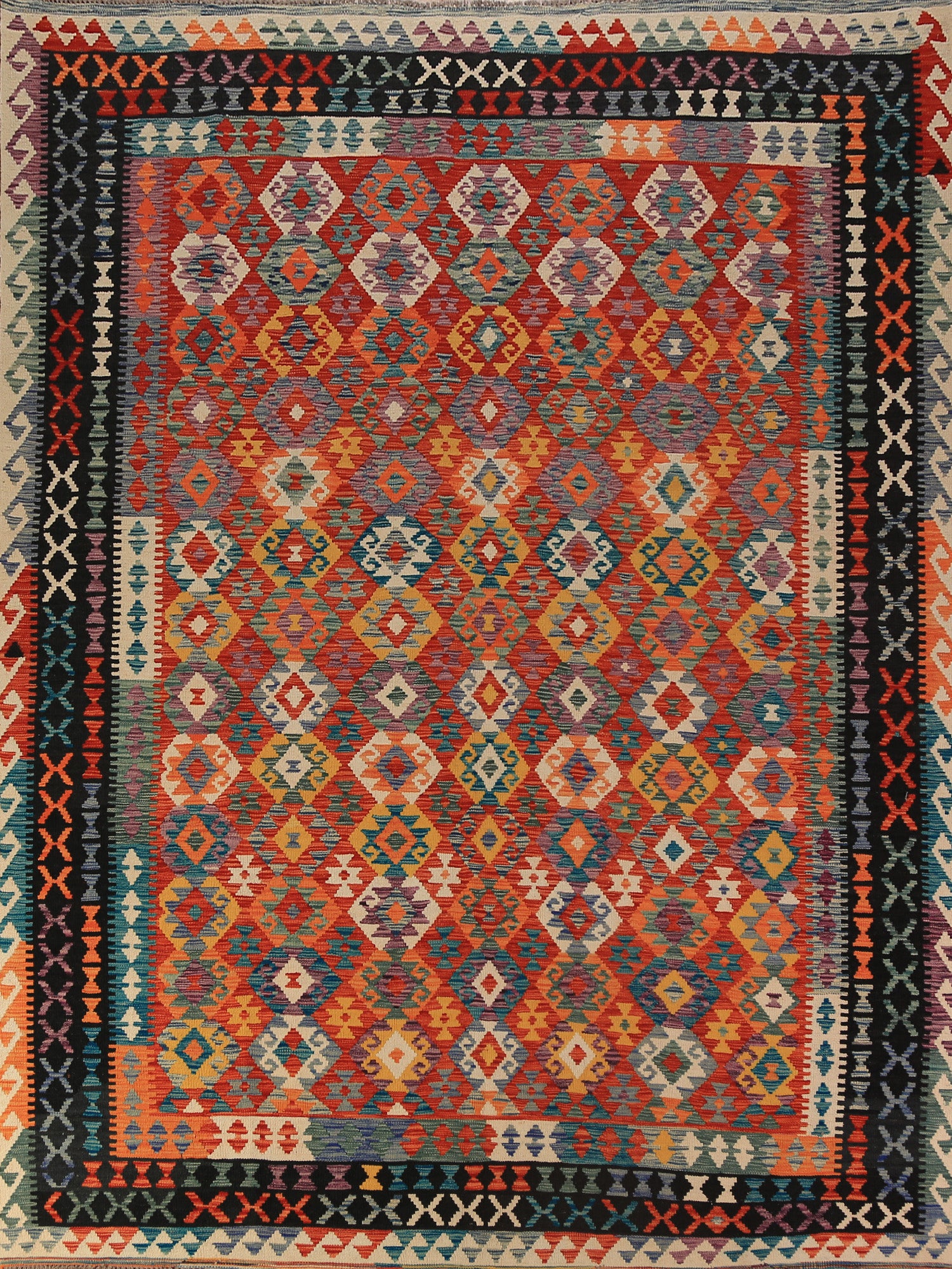 Geometric Wool Kilim Oriental Area Rug 8x11