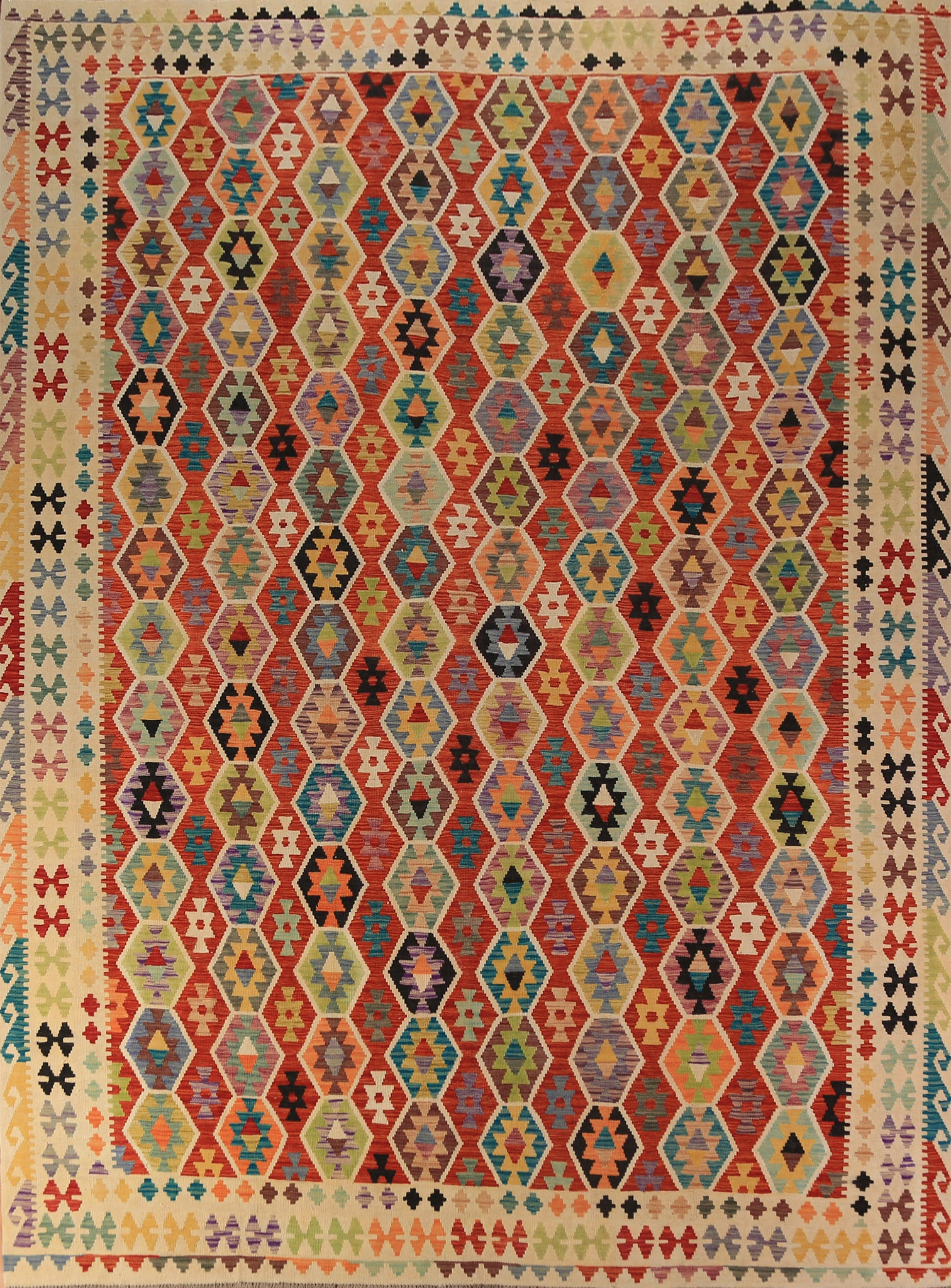 Reversable Wool Kilim Oriental Area Rug 10x13