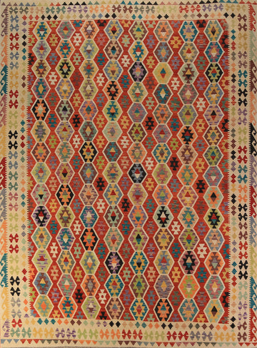 Reversable Wool Kilim Oriental Area Rug 10x13