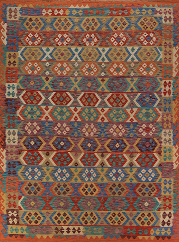 All-Over Wool Kilim Oriental Area Rug 8x11