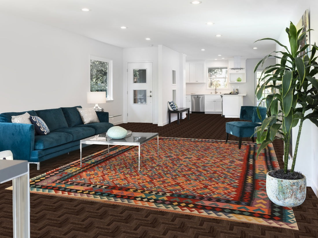 Geometric Wool Kilim Oriental Area Rug 8x11