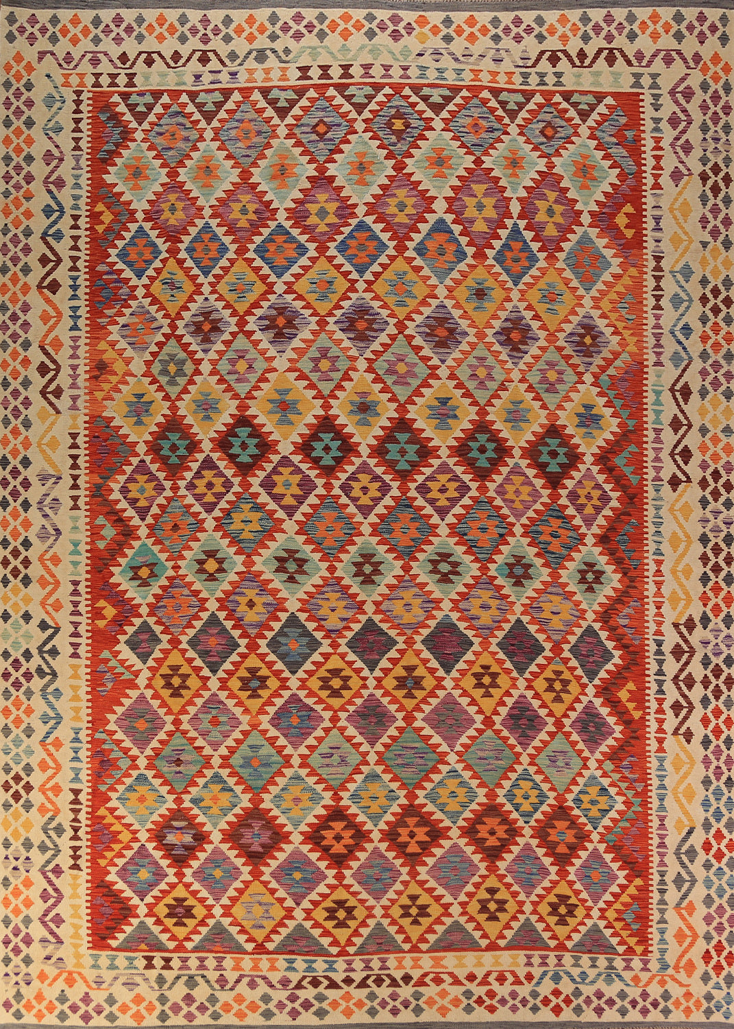 Reversable Wool Kilim Oriental Area Rug 10x13