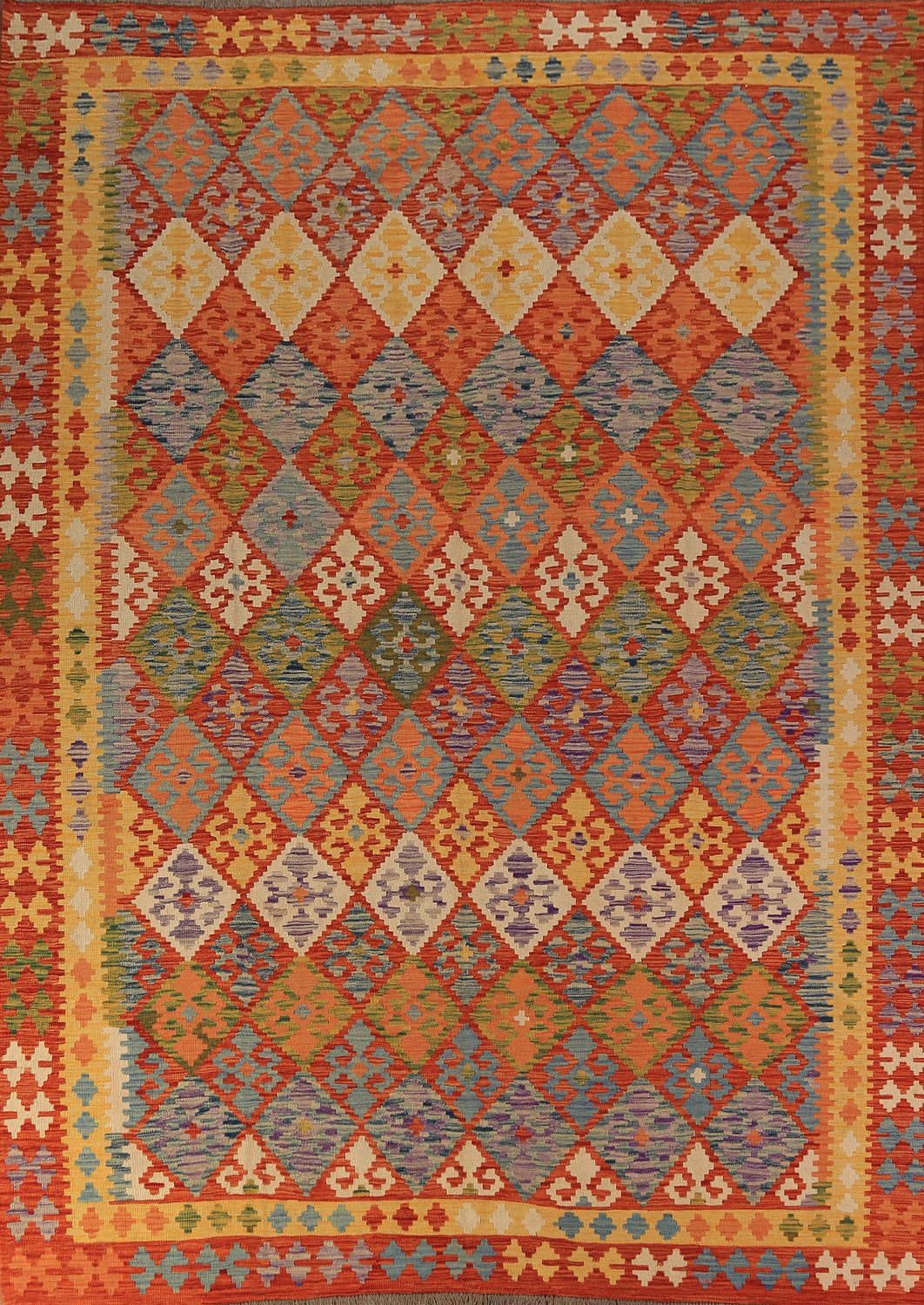 Trellis Geometric Wool Kilim Oriental Area Rug 8x11