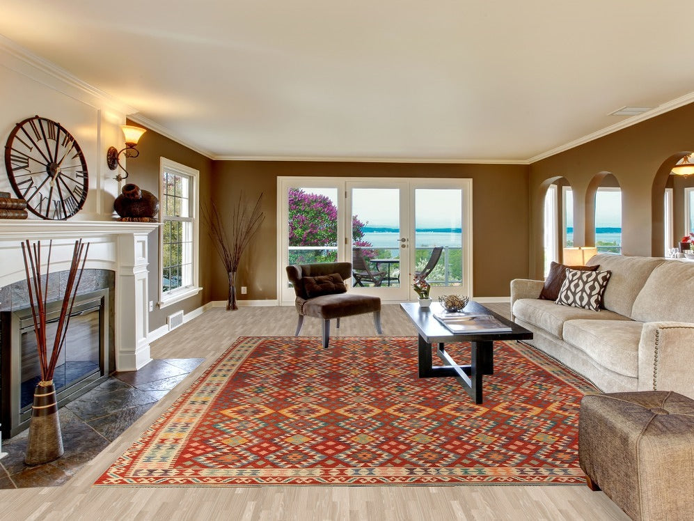 Reversable Wool Kilim Oriental Area Rug 10x13