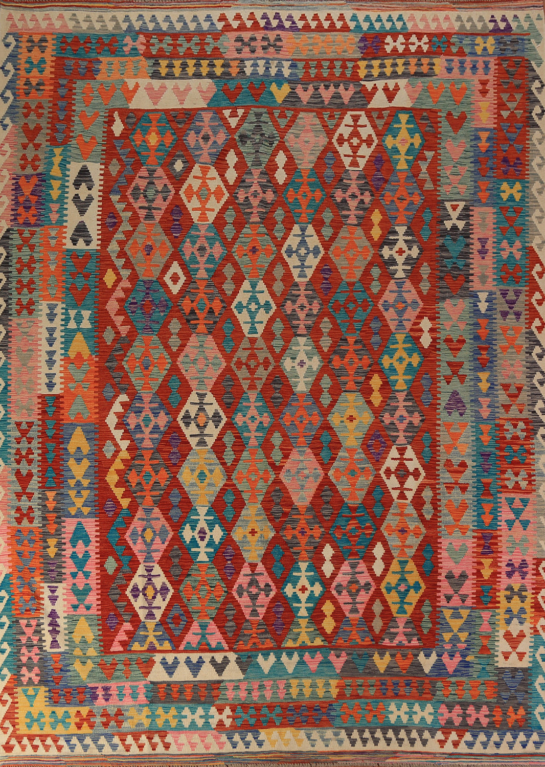 Geometric Wool Kilim Oriental Area Rug 8x11