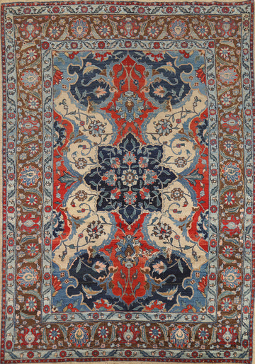 Vintage Wool Medallion Tabriz Oriental Area Rug 7x10