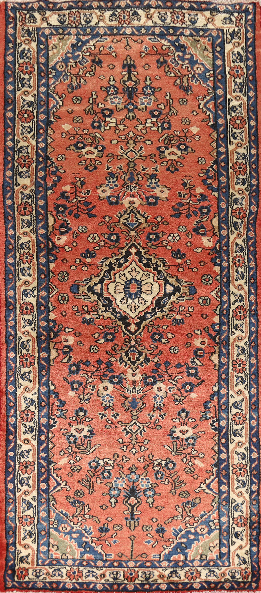 Handmade Wool Hamedan Oriental Runner Rug 4x10