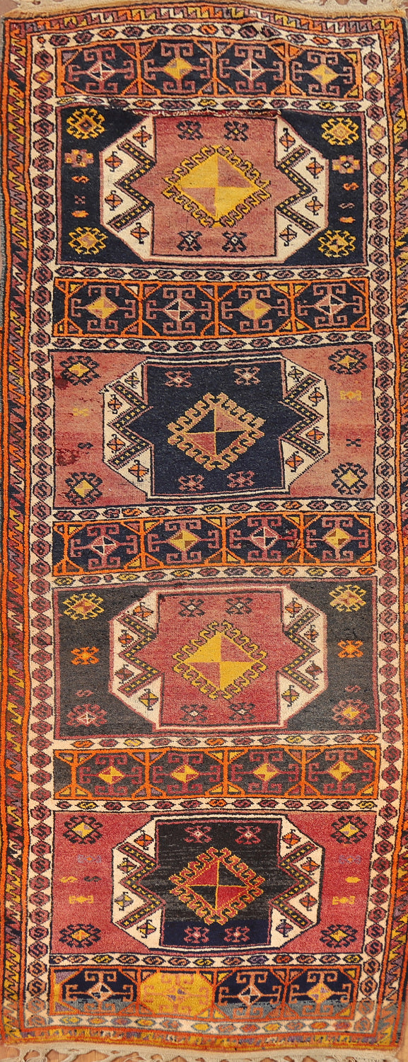 Tribal Geometric Anatolian Turkish Runner Rug 3x11