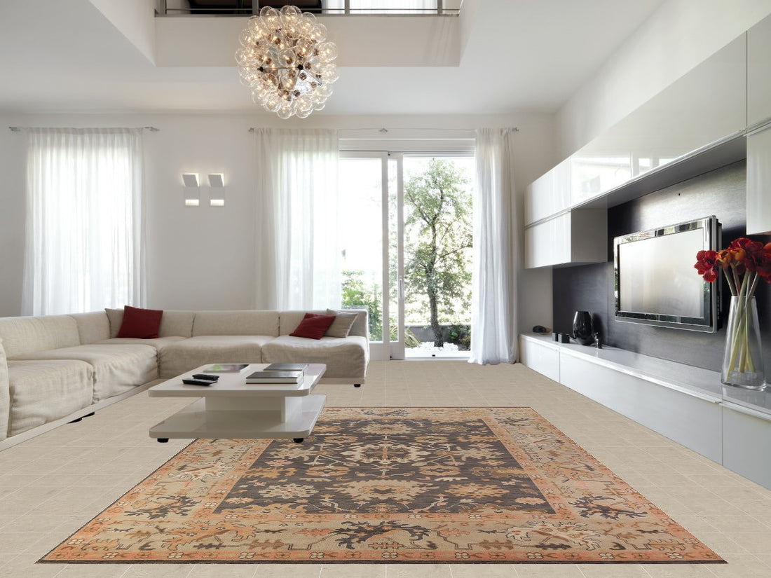 Handmade Gray Oushak Indian Large Rug 10x14