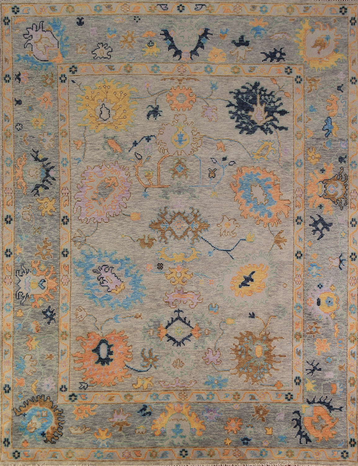Handmade Wool Floral Oushak Indian Area Rug 8x10