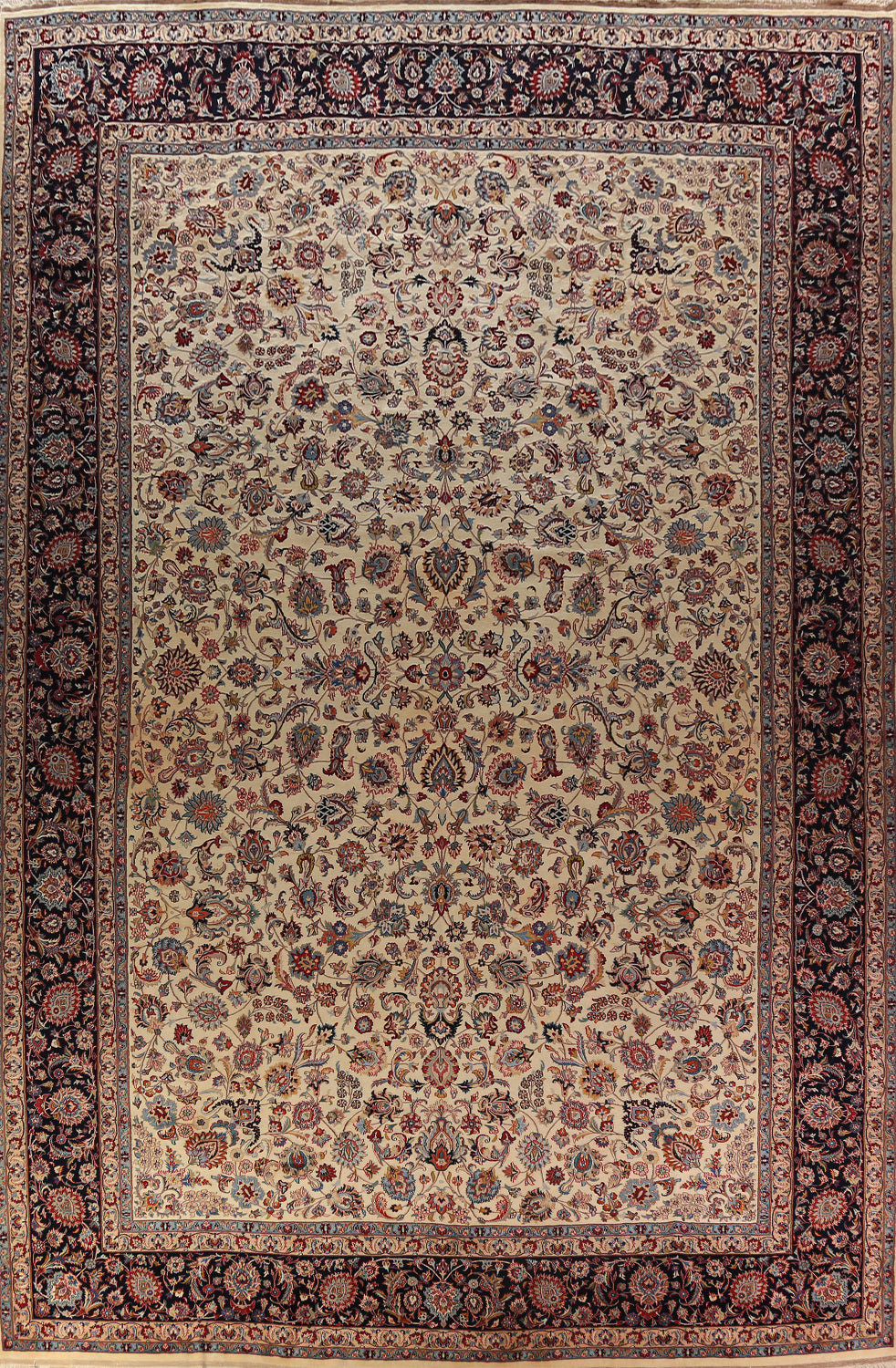 Vegetable Dye Floral Mashad Persian Large Rug 13x20