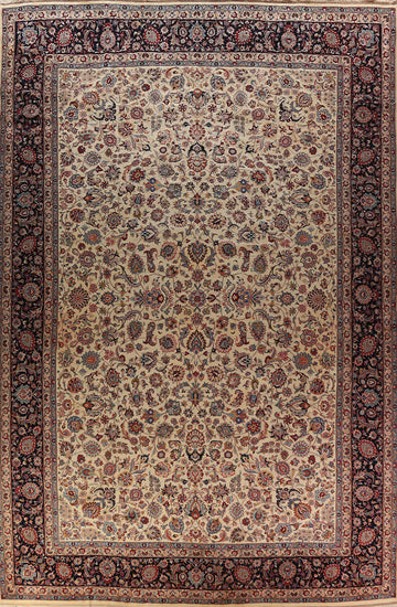 Vegetable Dye Floral Mashad Persian Large Rug 13x20