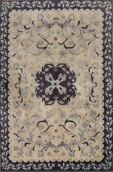 Floral Medallion Art Deco Chinese Area Rug 6x9