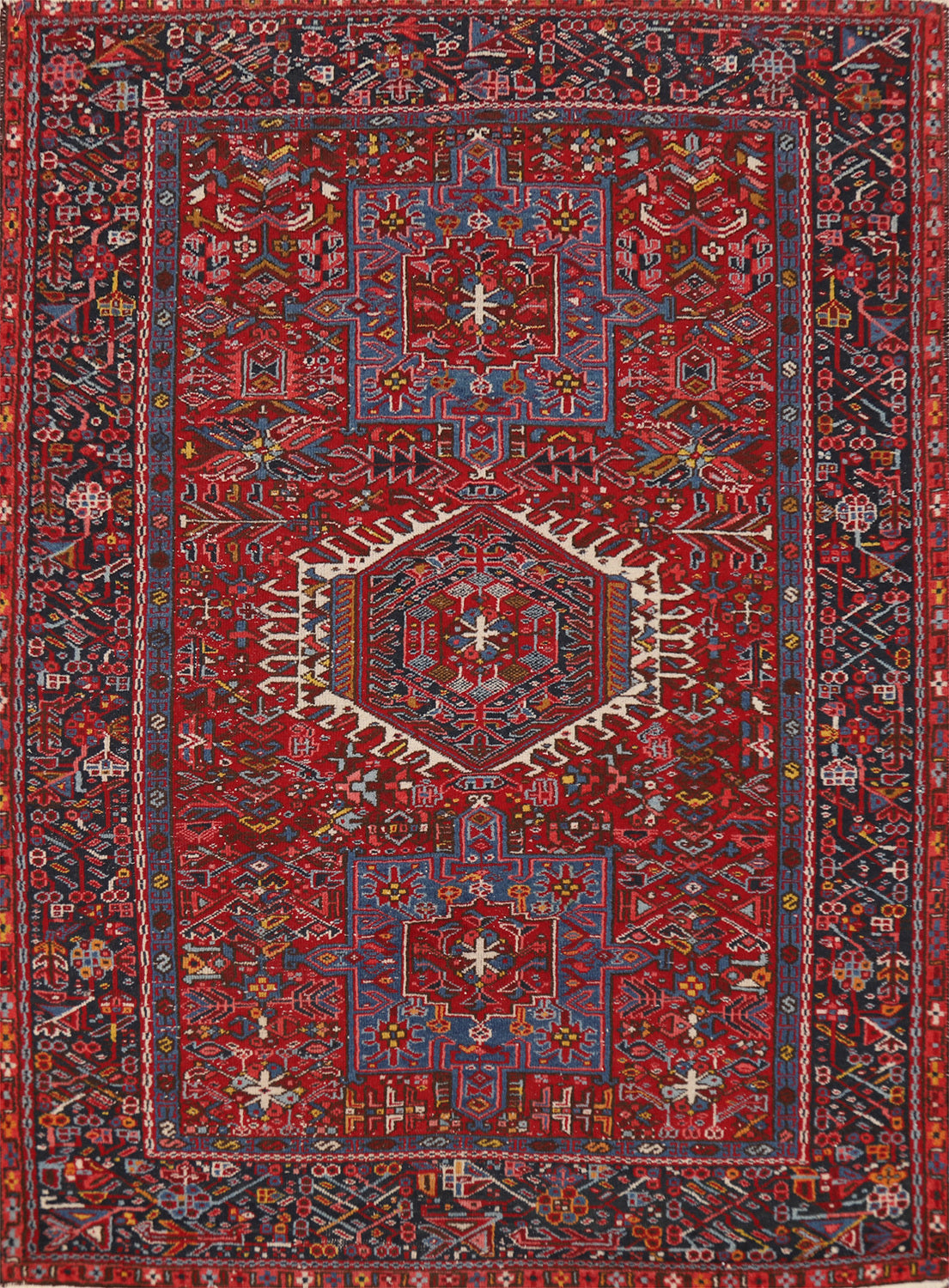 Antique Tribal Geometric Gharajeh Persian Rug 5x6