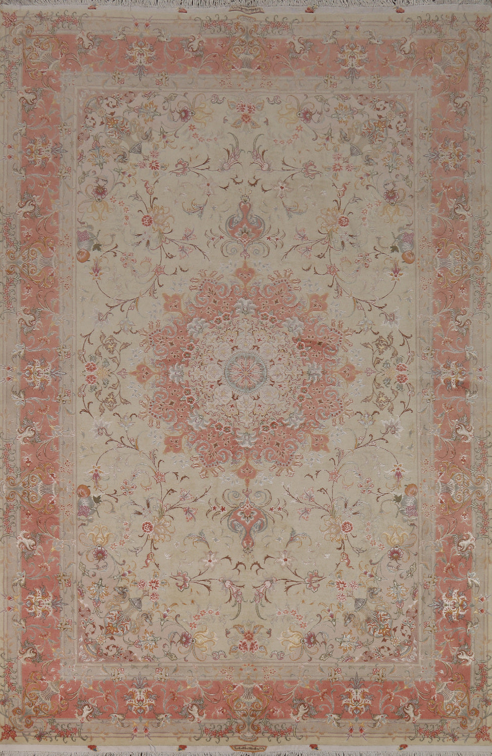 Floral Vegetable Dye Signed Tabriz Persian Area Rug 7x10