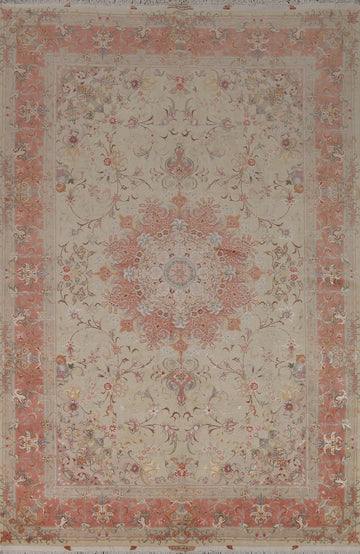 Floral Vegetable Dye Signed Tabriz Persian Area Rug 7x10