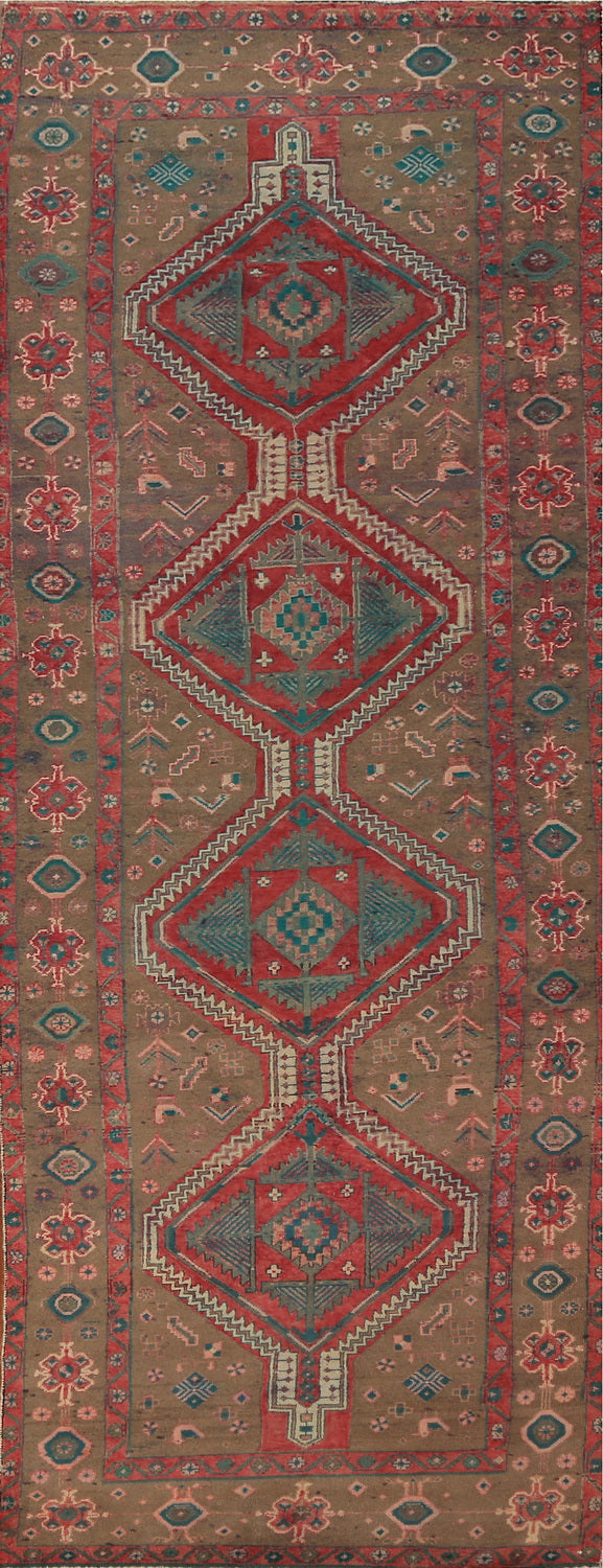 Tribal Geometric Ardebil Persian Runner Rug 4x12