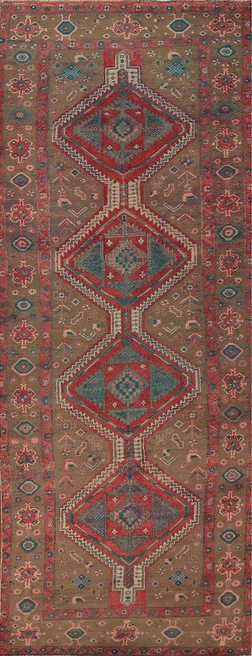 Tribal Geometric Ardebil Persian Runner Rug 4x12