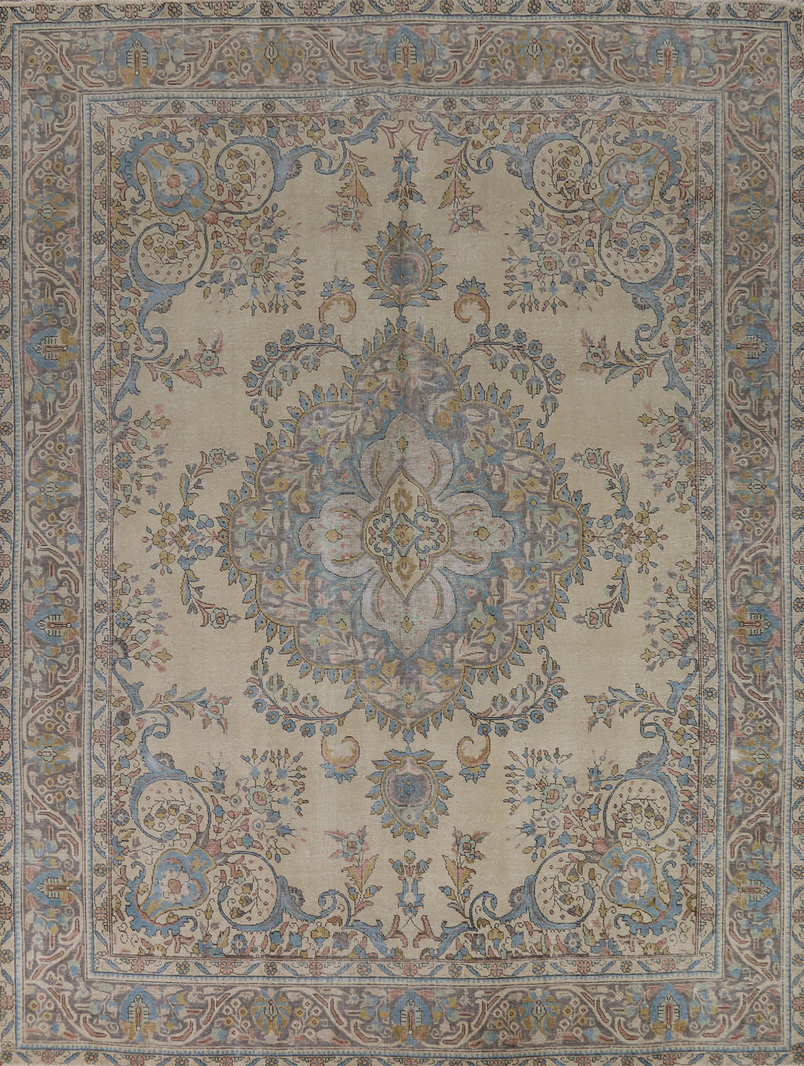 Vintage Wool Medallion Tabriz Persian Area Rug 10x12