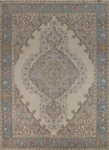 Vintage Geometric Tabriz Persian Area Rug 10x13