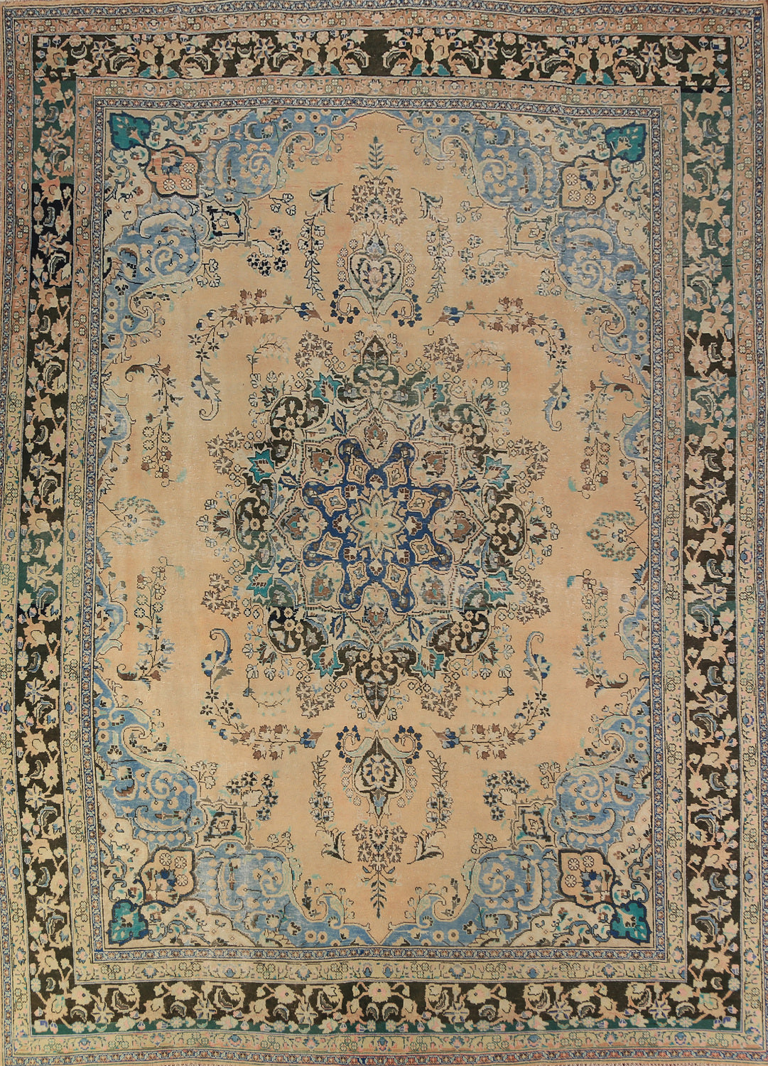 Vintage Floral Mashad Persian Area Rug 10x13