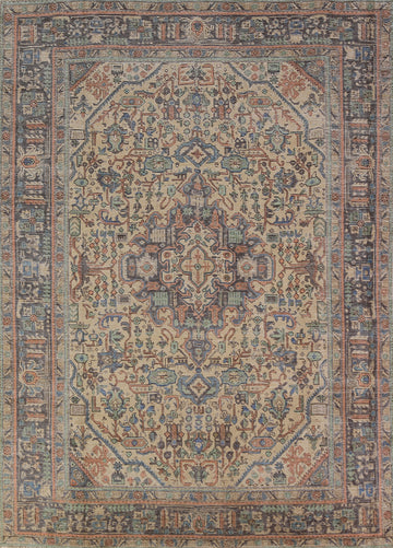 Geometric Wool Tabriz Persian Area Rug 7x9