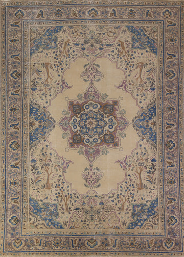 Vintage Geometric Tabriz Persian Area Rug 8x11