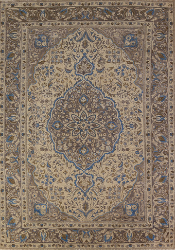 Vintage Floral Wool Tabriz Persian Area Rug 7x10