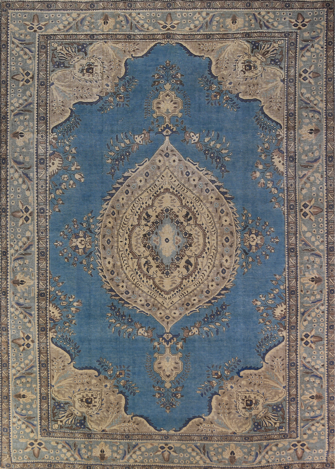 Blue Handmade Wool Tabriz Persian Area Rug 10x12