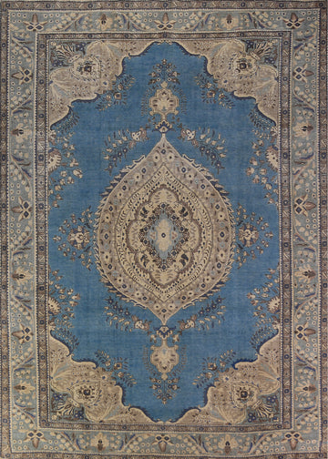 Blue Handmade Wool Tabriz Persian Area Rug 10x12