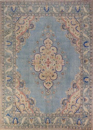 Light Blue Medallion Tabriz Persian Area Rug 8x11