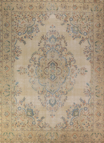 Vintage Wool Floral Tabriz Persian Area Rug 10x13