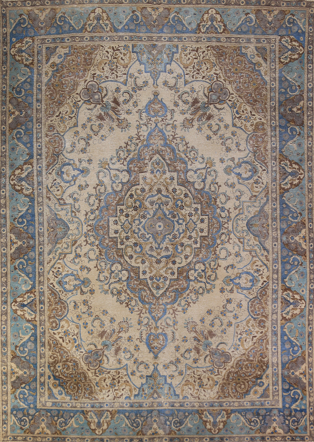 Geometric Wool Tabriz Persian Area Rug 10x13