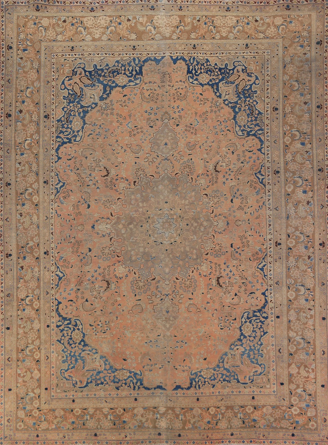 Orange Wool Mashad Persian Area Rug 9x12