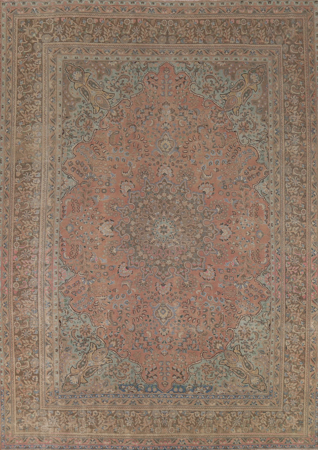 Vintage Wool Floral Tabriz Persian Area Rug 10x13