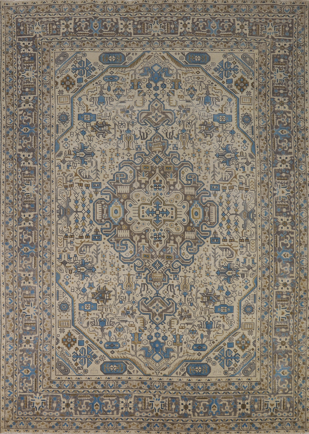 Geometric Wool Tabriz Persian Area Rug 8x11