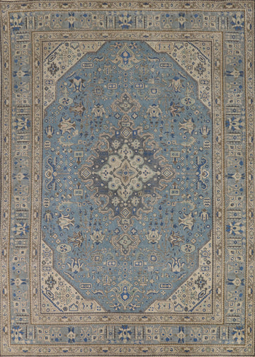 Geometric Blue Tabriz Persian Area Rug 8x11