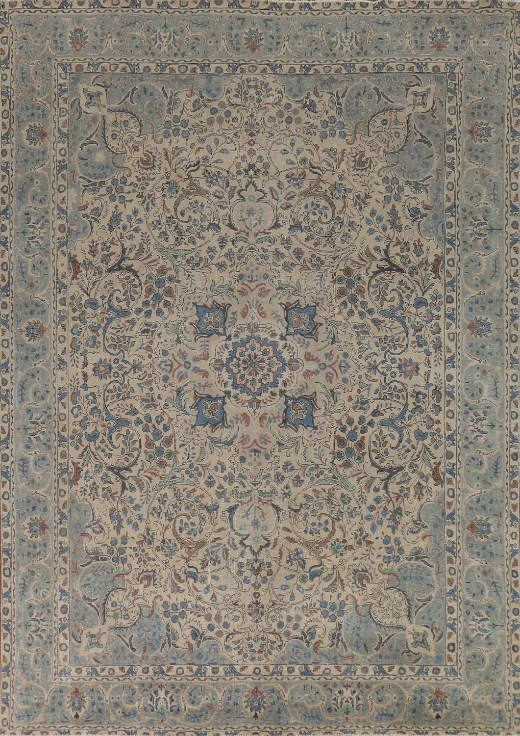 Floral Wool Medallion Tabriz Persian Area Rug 10x13