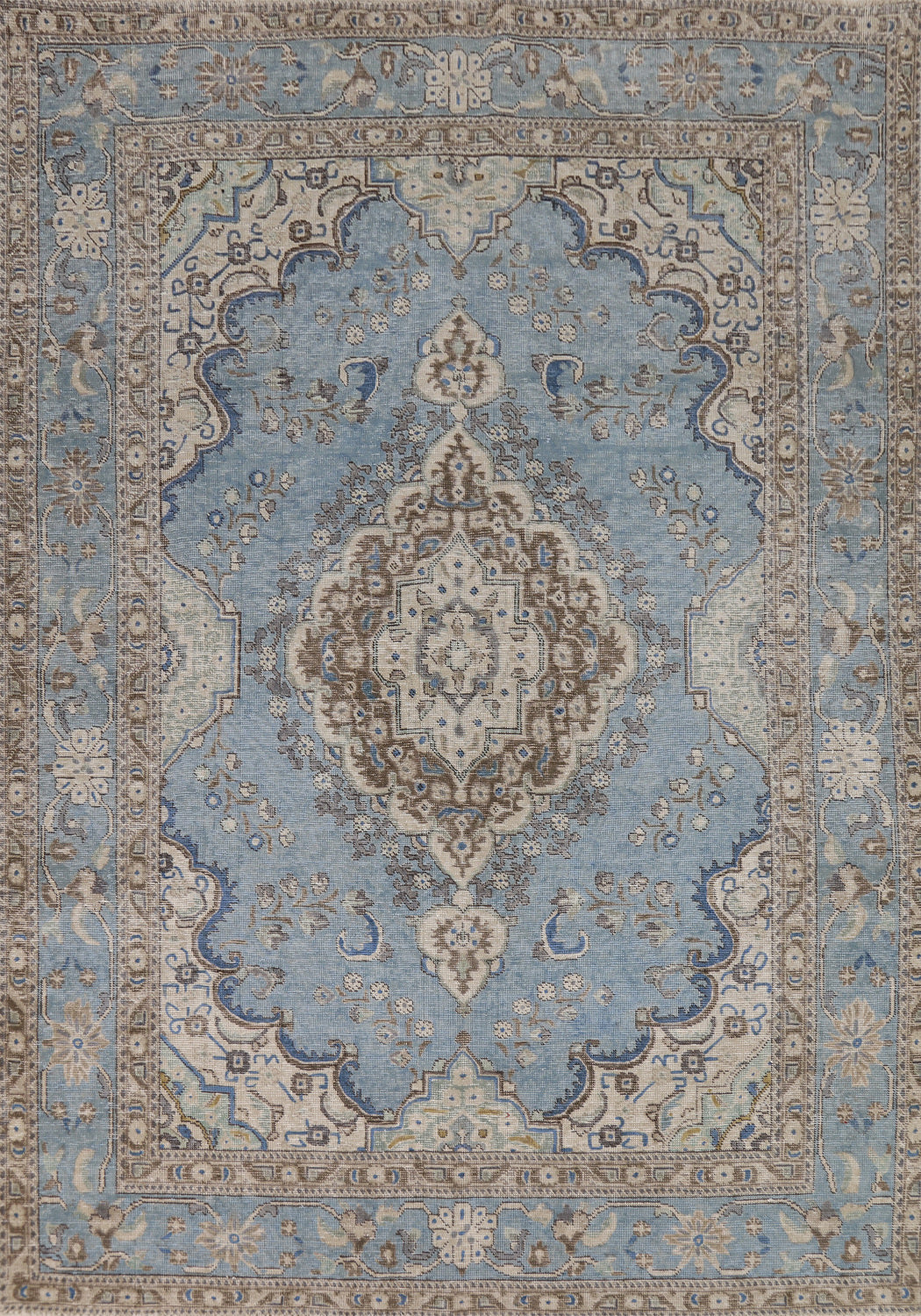 Light Blue Medallion Tabriz Persian Area Rug 6x9