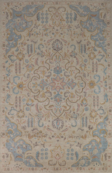 Vintage Wool Floral Tabriz Persian Area Rug 7x11