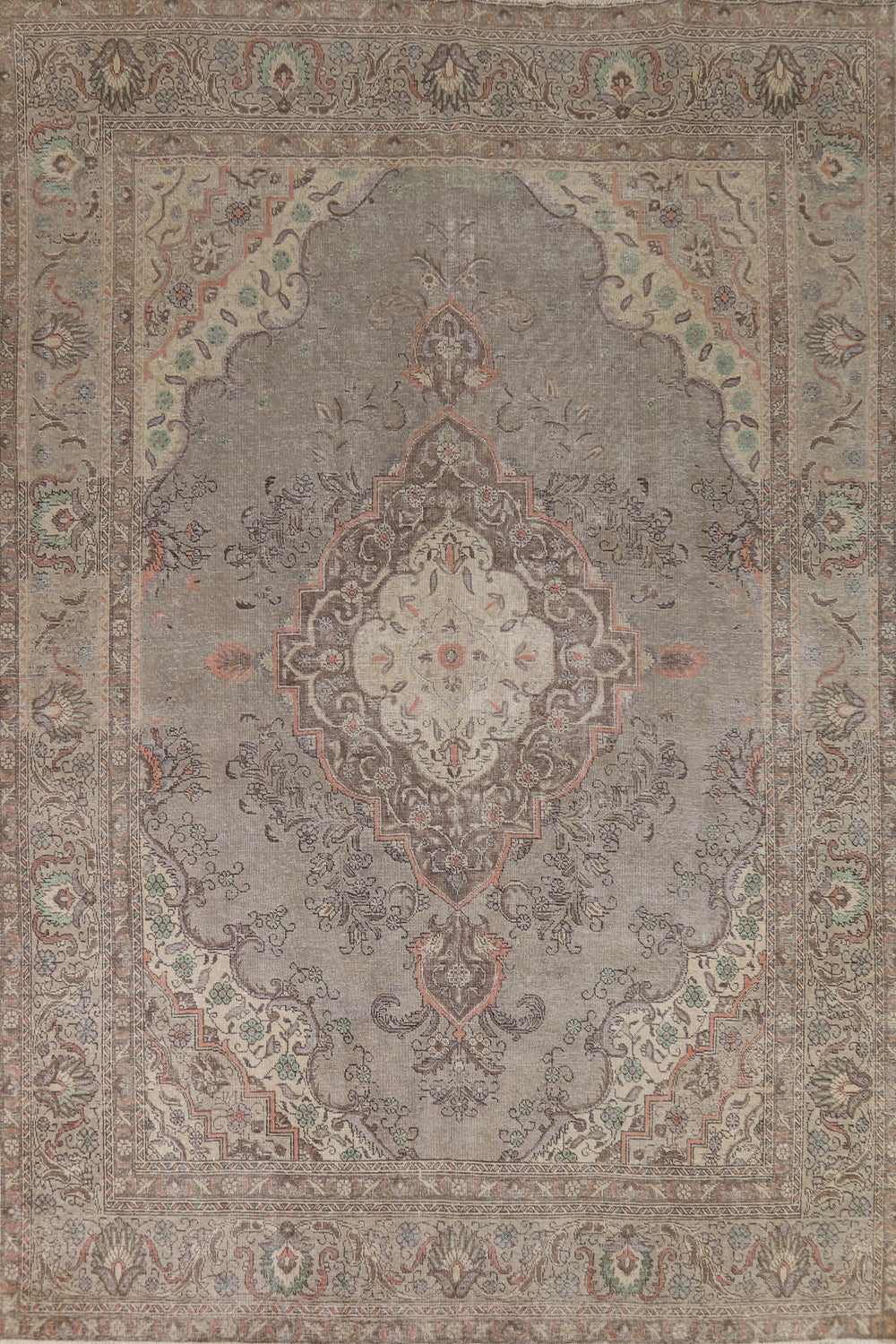 Gray Geometric Tabriz Persian Area Rug 9x13