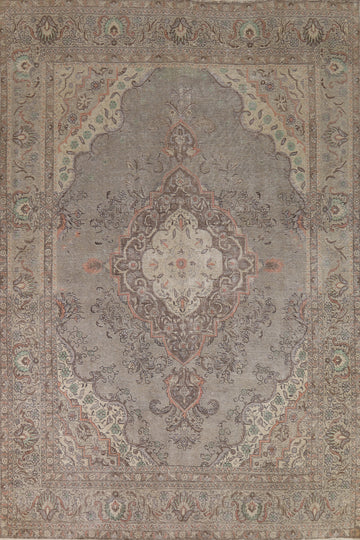 Gray Geometric Tabriz Persian Area Rug 9x13