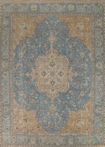 Blue Floral Medallion Tabriz Persian Area Rug 10x13