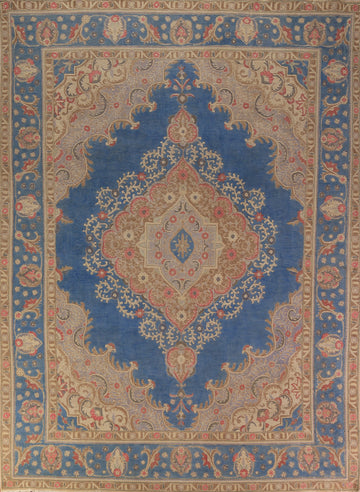 Blue Handmade Tabriz Persian Area Rug 9x13