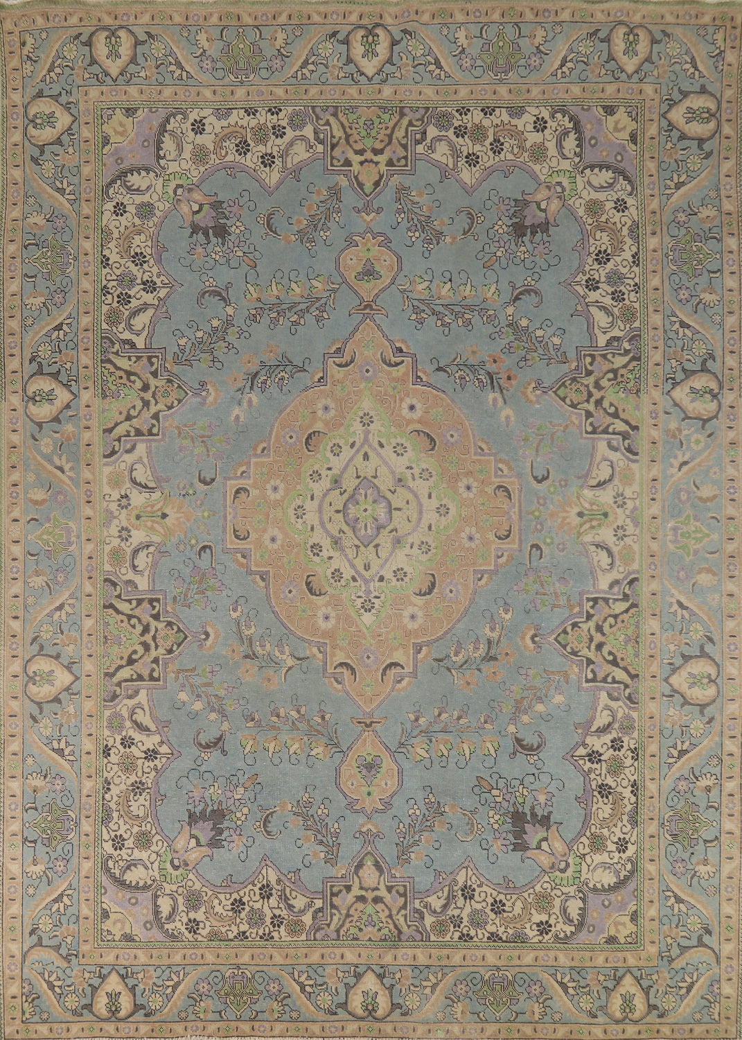 Handmade Light Blue Tabriz Persian Area Rug 9x12