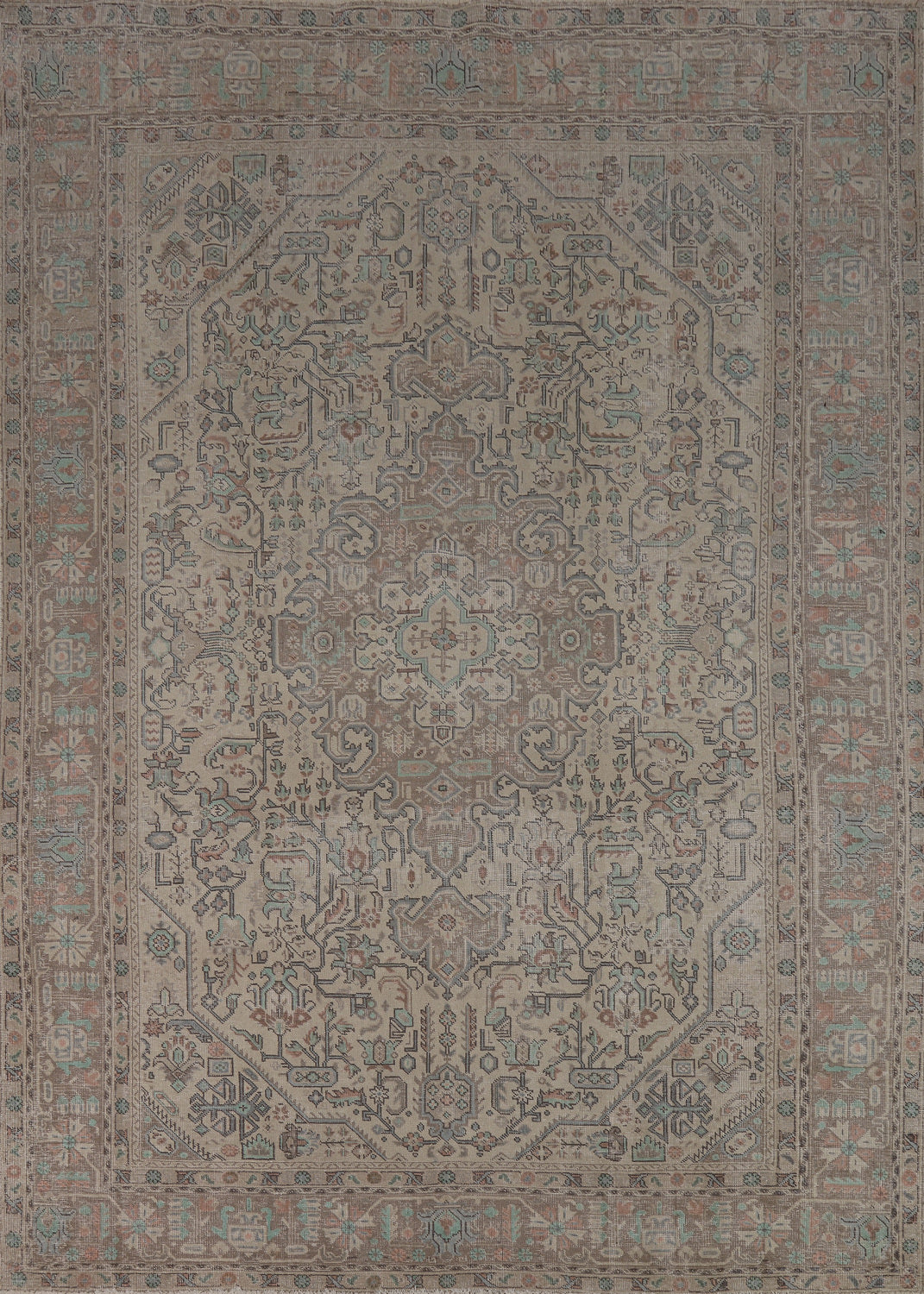 Geometric Wool Tabriz Persian Area Rug 8x11