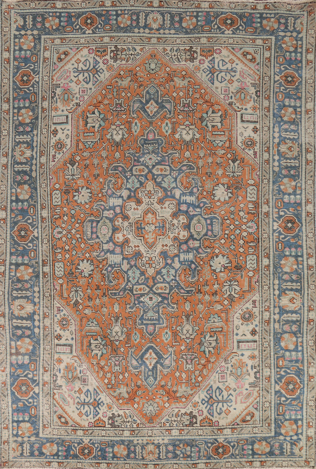 Orange Geometric Tabriz Persian Area Rug 6x10