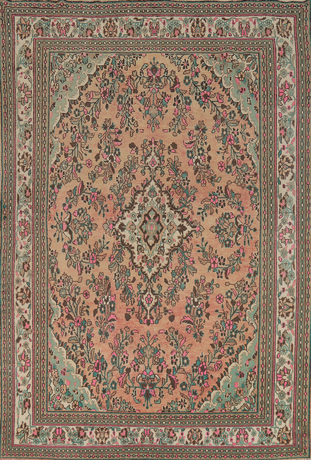 Floral Wool Medallion Hamedan Persian Area Rug 7x10