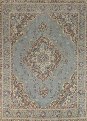 Light Blue Medallion Tabriz Persian Area Rug 10x13