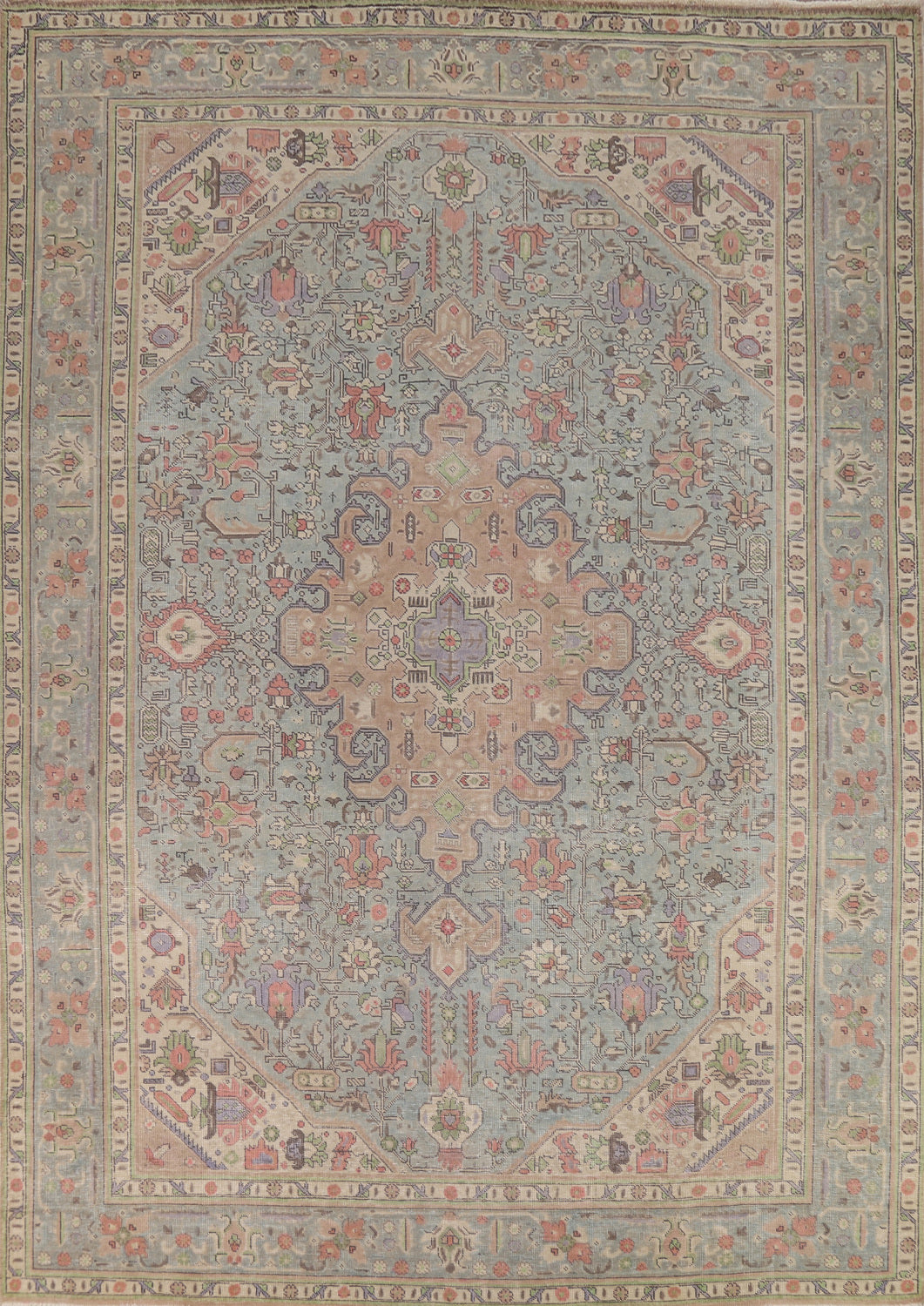 Geometric Blue Tabriz Persian Area Rug 8x11
